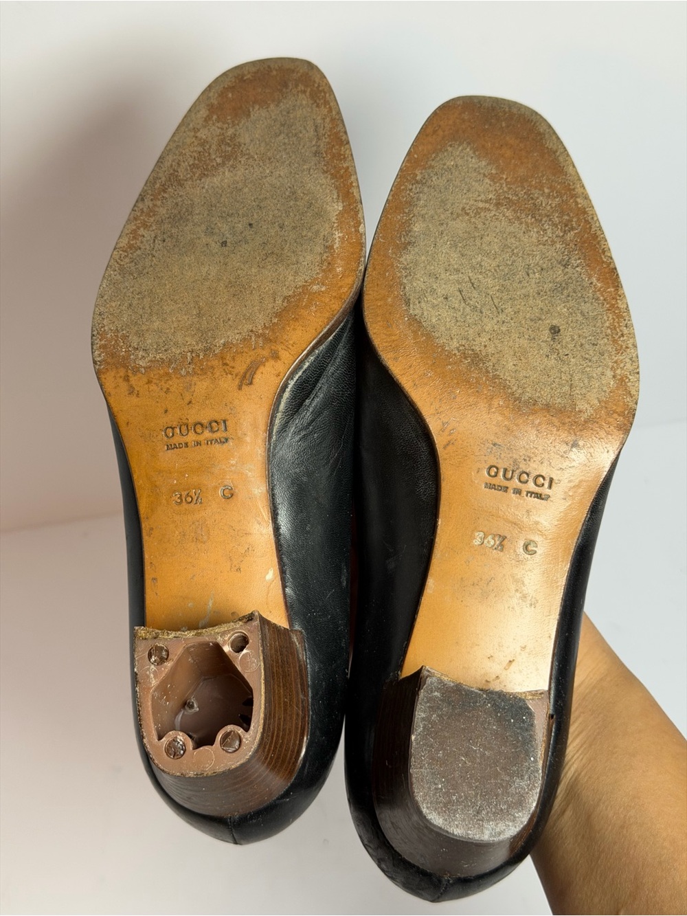 Gucci Black Leather Bamboo Details Loafers Size 36.5 PROJECT - Picture 5 of 11